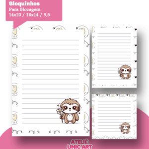 ✨ Trio Bloquinhos Bicho Preguiça